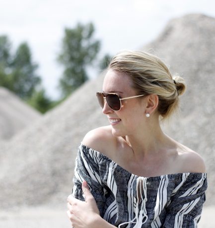 Boho Bardot Stripe Dress